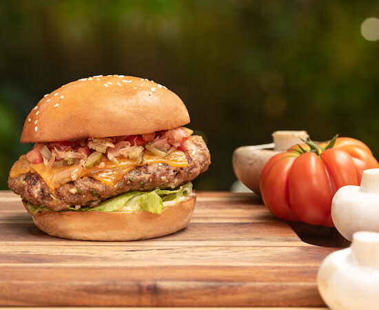 Japanese Miso Pork & Mushroom Blended Burger 550x452
