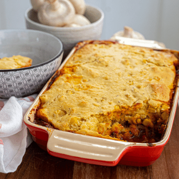 Beef & Mushroom Blended Chili with Corn Bread Topping | Blenditarian