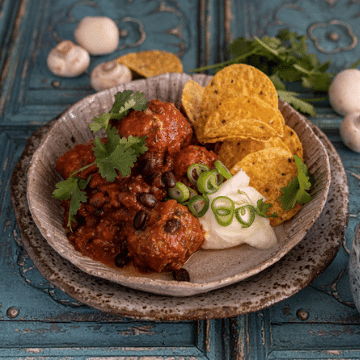 Chicken & Mushroom Blended Meatballs with Mexican Beans | Blenditarian