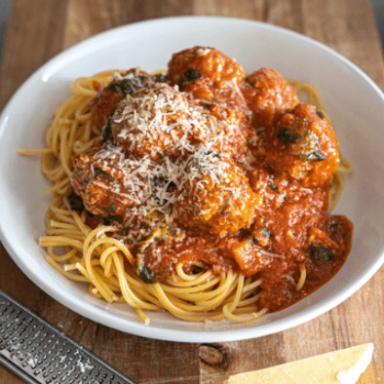 The Blend Recipe - Nonnas Beef and Mushroom blended spaghetti and meatballs