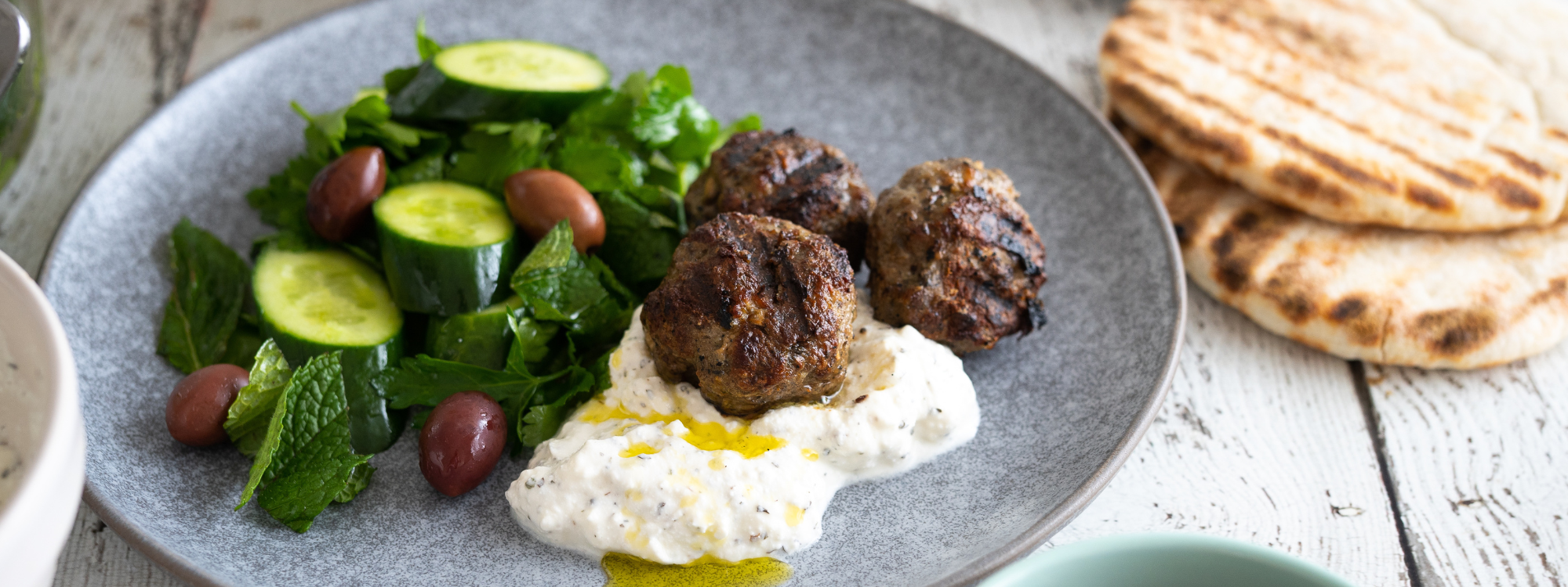 Lamb & Mushroom Blended Greek Meatballs with Feta Sauce & Cucumber Salad_summeredition72