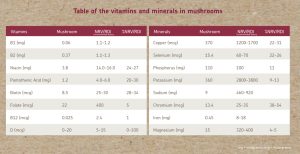 mushrooms and potassium minerals